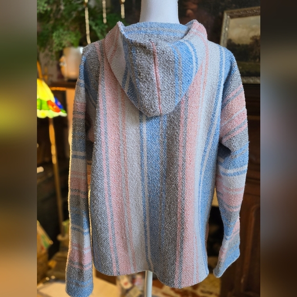 Artesanias Hoodie Women's Medium/Large Pastel Aztec Knit Fleece Pullover - Picture 5 of 5